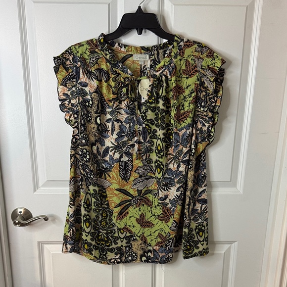 Chenault Green and Blue Floral Blouse - Picture 1 of 3